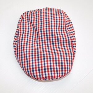 Baby Gap Boy S/M  2-3 years Red Blue White Check Flat Top Newsboy Hat Cap Toddle